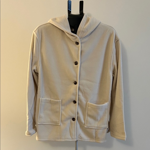 Jackets & Blazers - Cream Hooded Button-Up Jacket